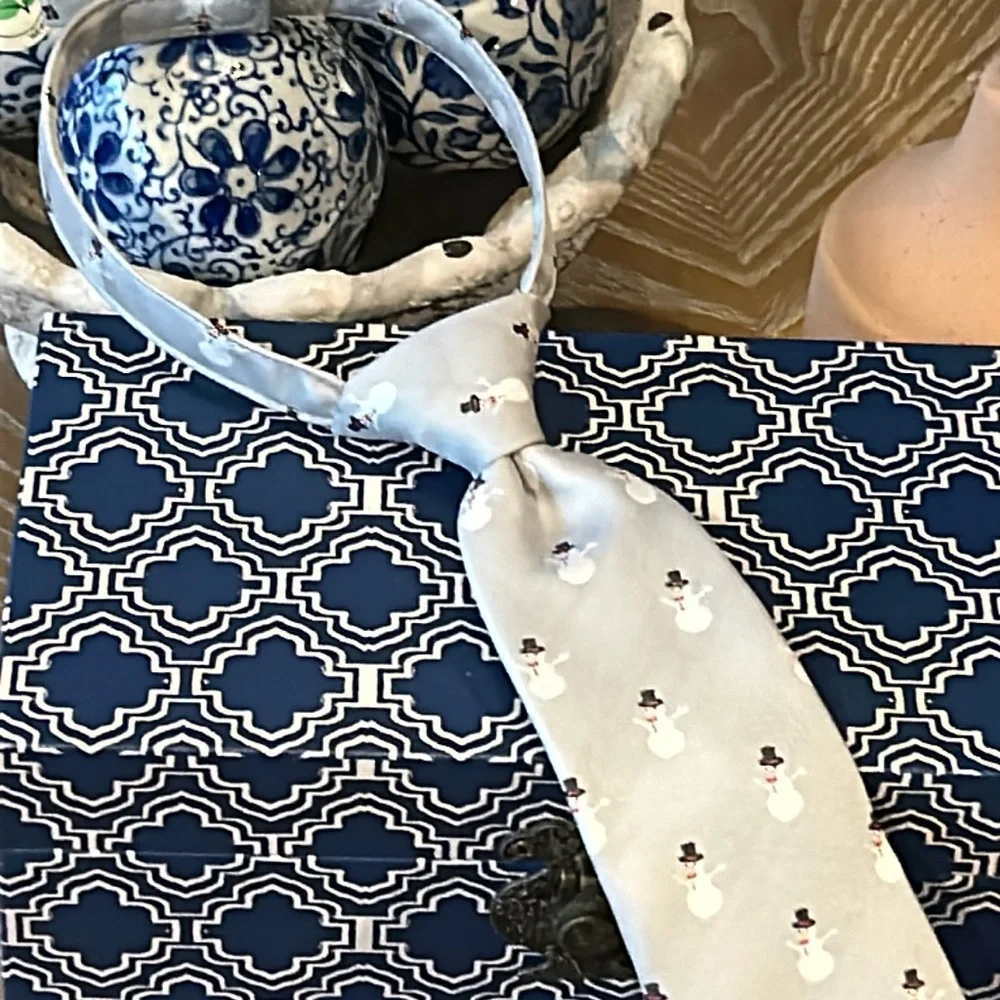 Boys Gymboree Winter Snowman Gray Christmas Holiday Neck Tie
